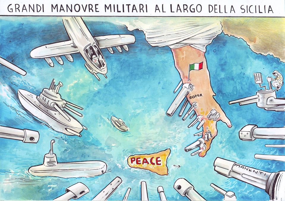 No Dynamica Manta, presidio contro le prove di guerra Usa e Nato in Sicilia